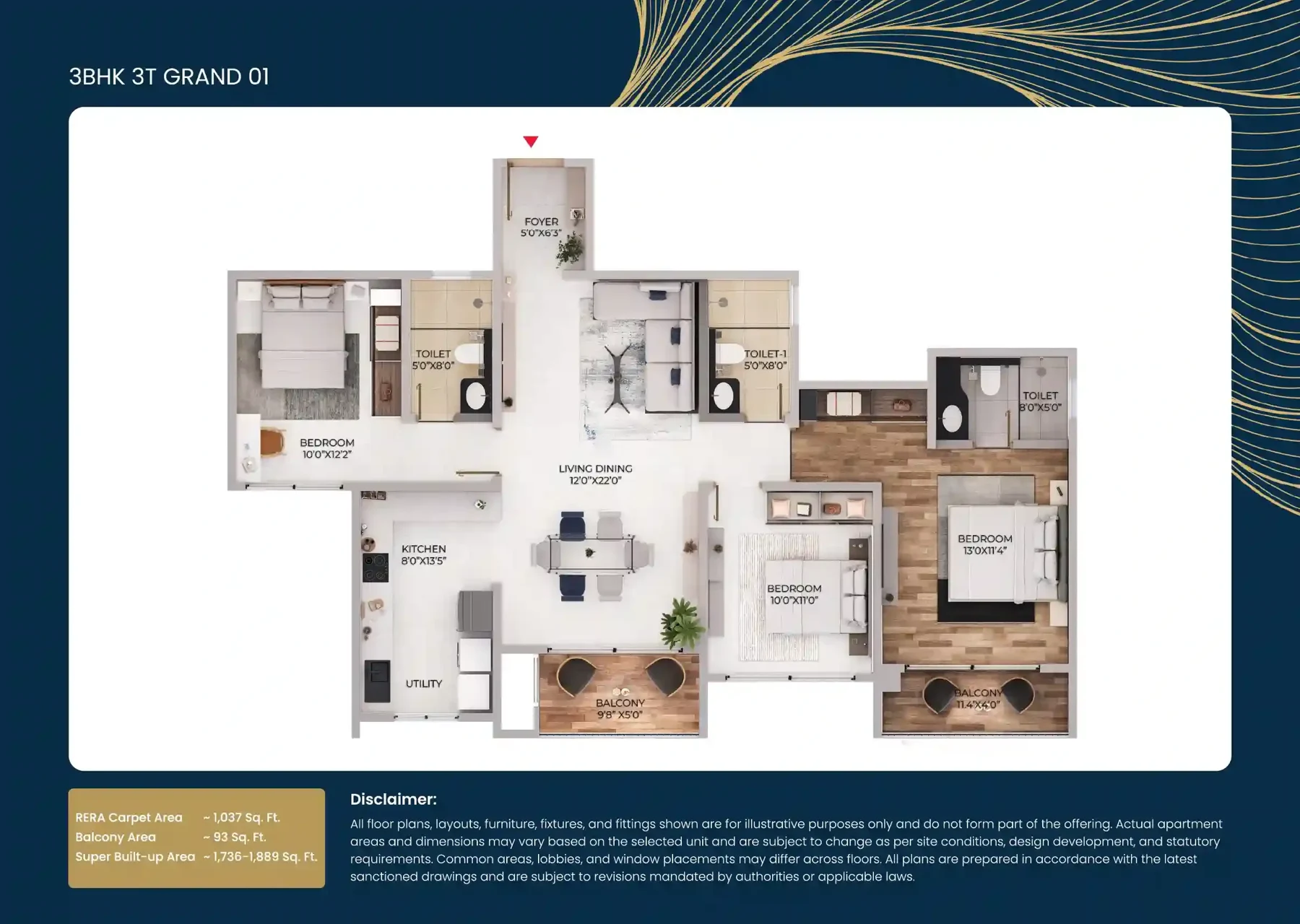 3 BHK Grand · selected unit plan